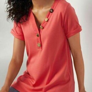 NEW SOFT SURROUNDINGS Bevvie Button Top M (10-12))